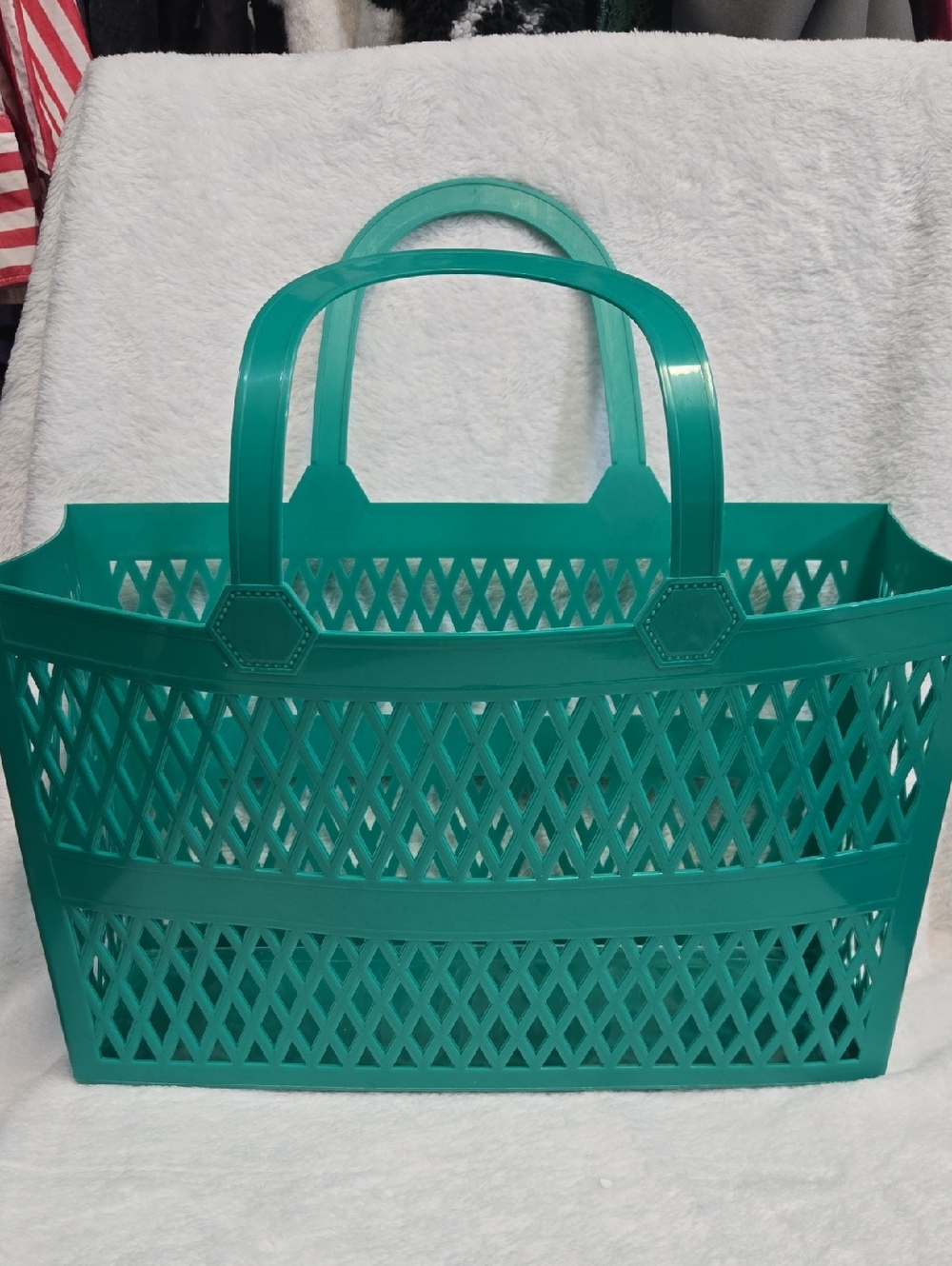 Nwt! Ashland Green Woven Tote Bag Basket